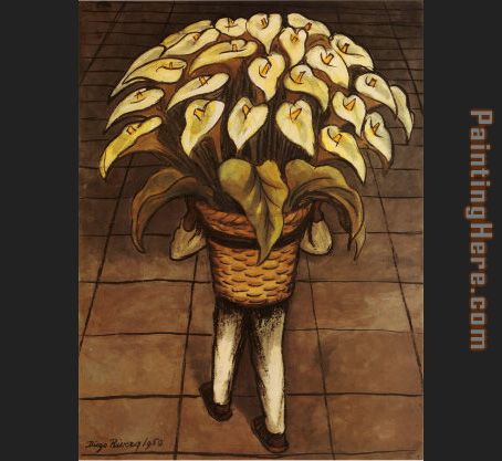 Man Carrying Calla Lilies painting - Diego Rivera Man Carrying Calla Lilies art painting